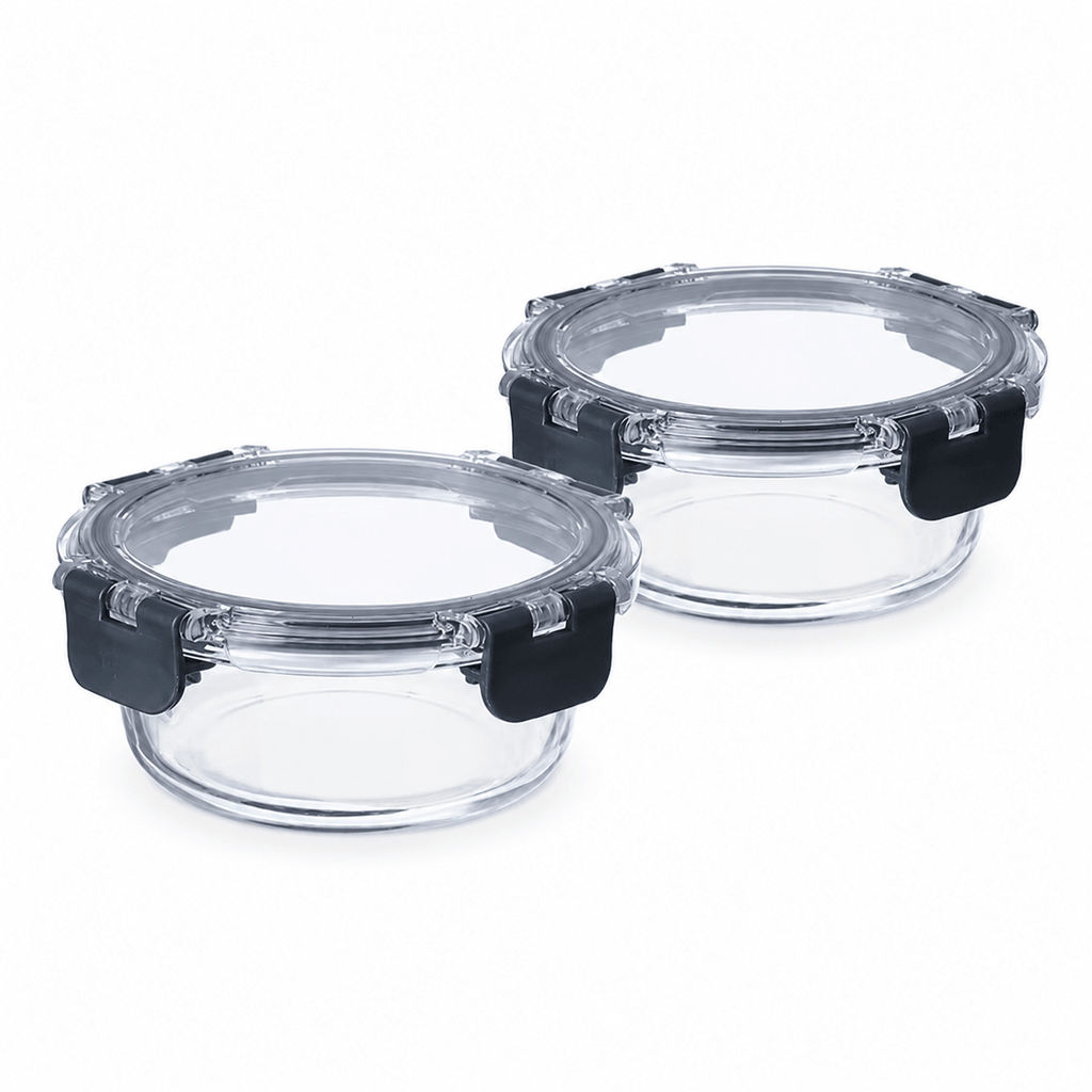 Luma & Home Glass Food Storage Containers 370ml Set Black