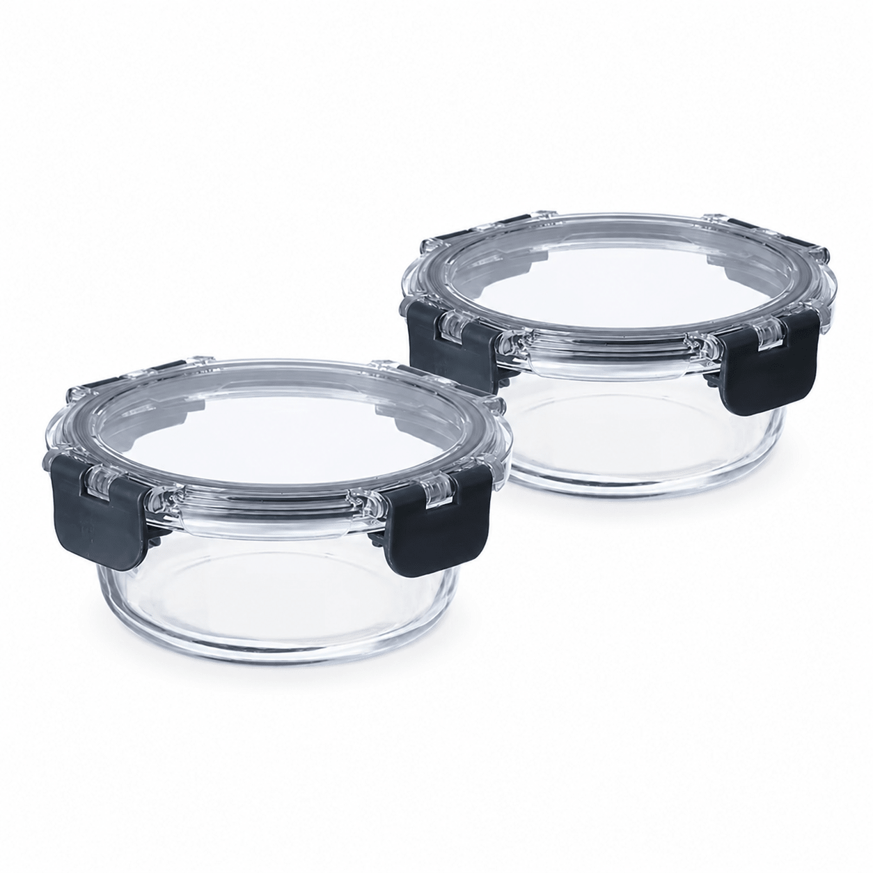 Luma & Home Glass Food Storage Containers 370ml Set Black