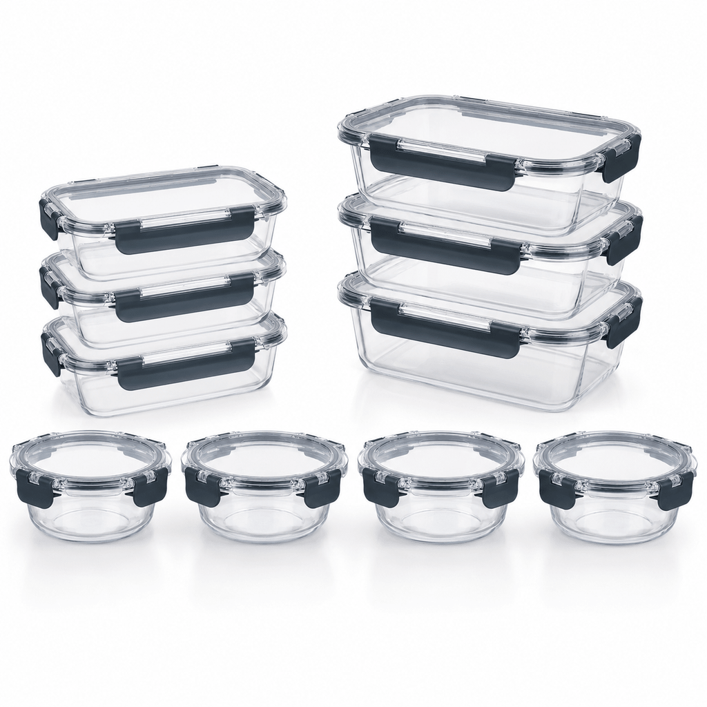 Luma & Home 12-Piece Glass Food Storage Container Set Blue