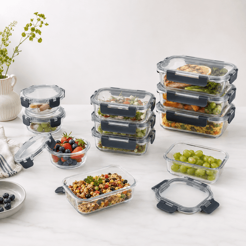 Luma & Home 12-Piece Glass Food Storage Container Set Blue