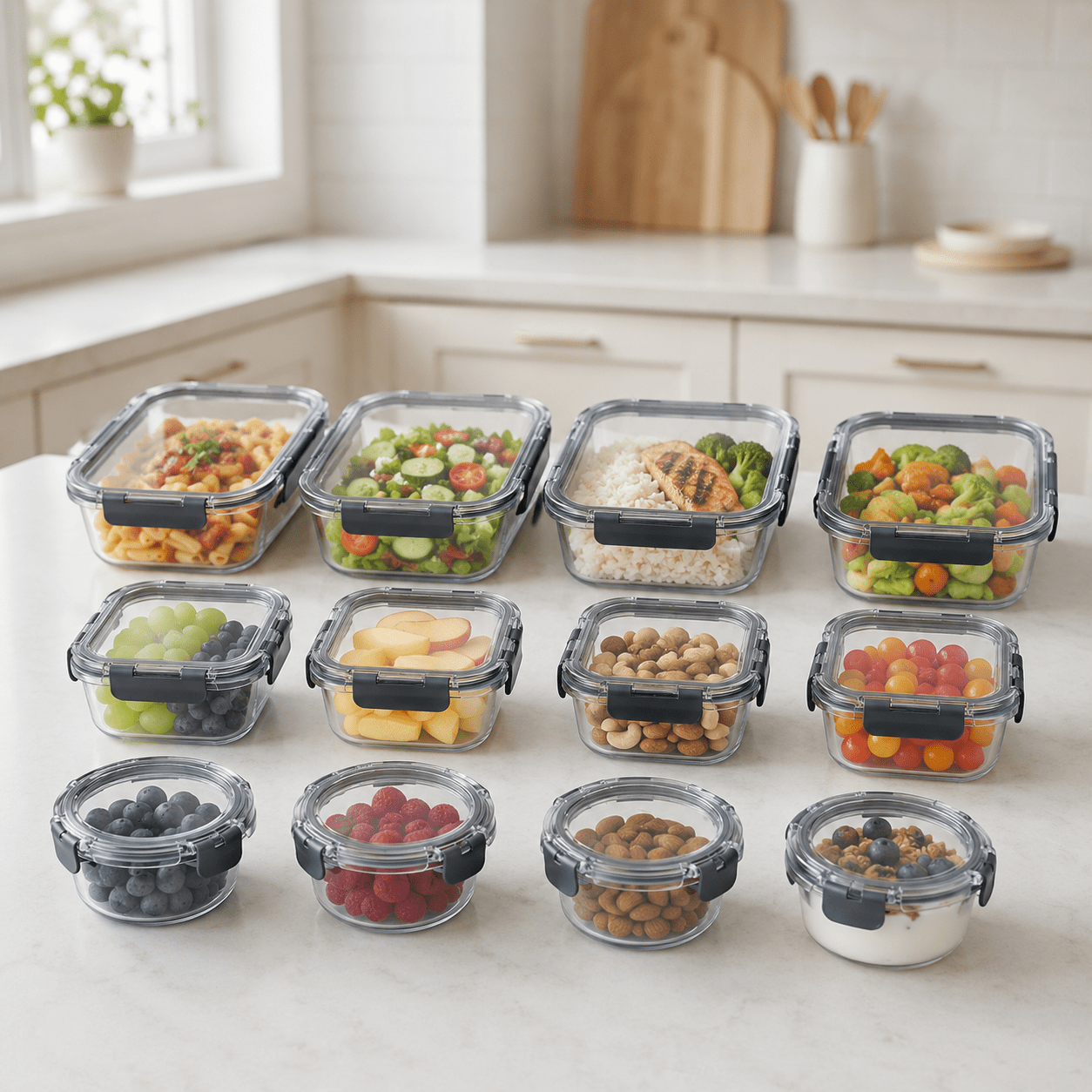 Luma & Home 12-Piece Glass Food Storage Container Set Blue