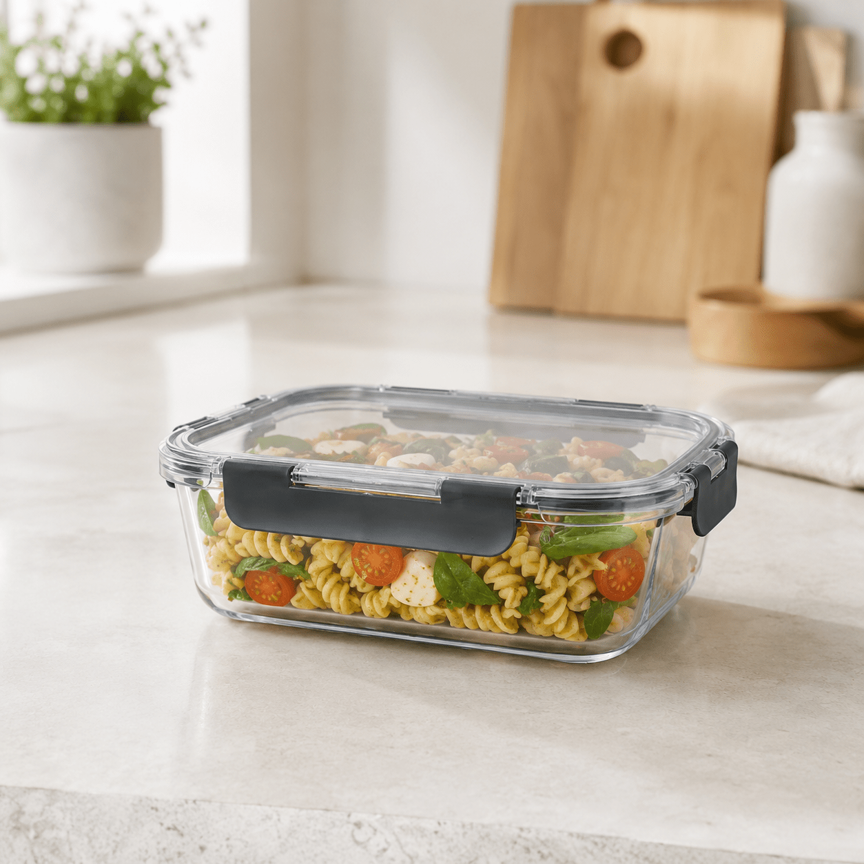 Luma & Home Glass Food Storage Container 1480ml Rectangle Black