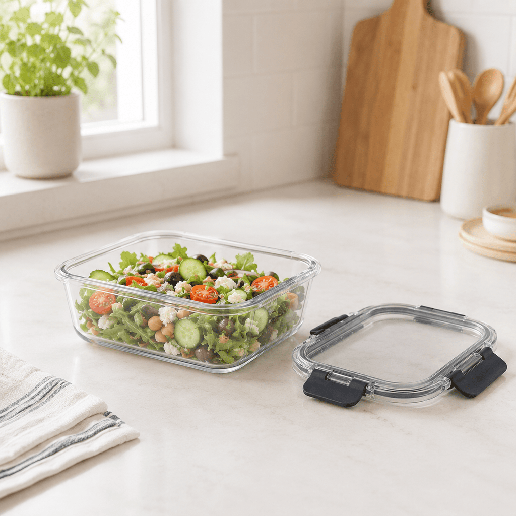 Luma & Home Glass Food Storage Container 1480ml Rectangle Black