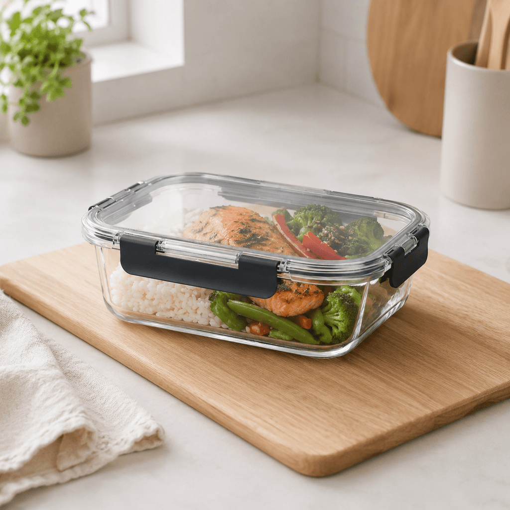 Luma & Home Glass Food Storage Container 1480ml Rectangle Black