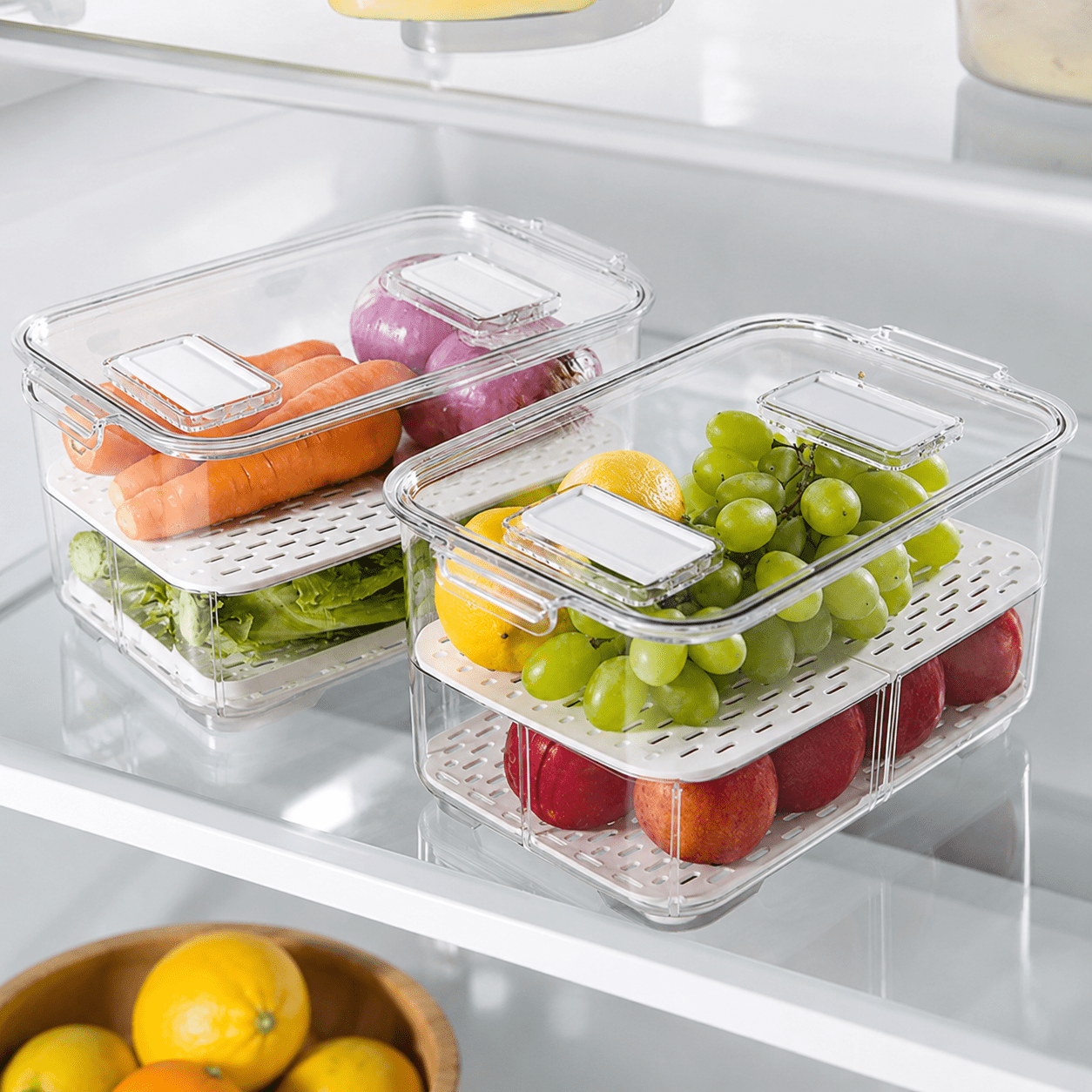 Luma & Home Fresh Keeper Fridge Storage Containers 2 Piece Set
