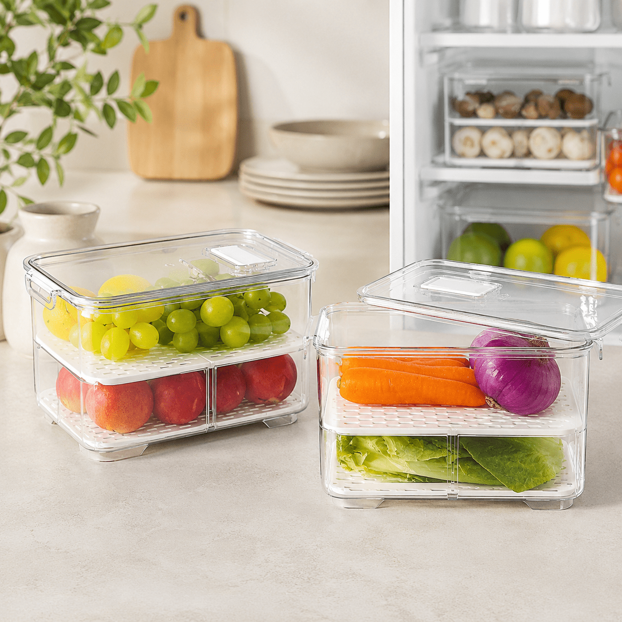 Luma & Home Fresh Keeper Fridge Storage Containers 2 Piece Set