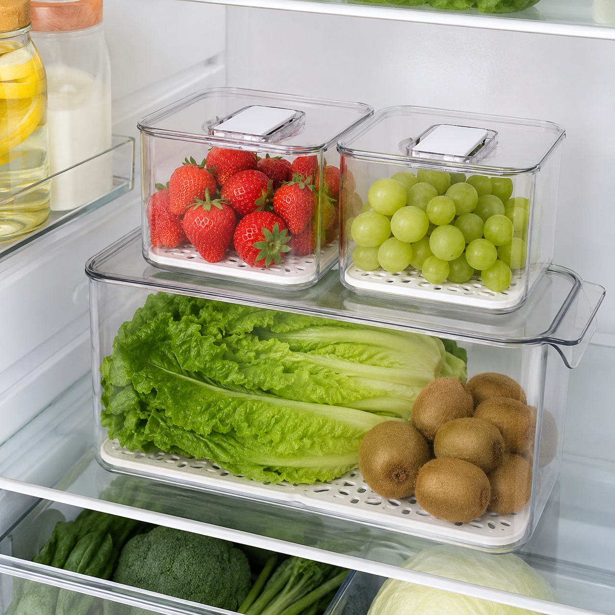 Luma & Home Fresh Keeper Fridge Storage Container 3-Piece Set