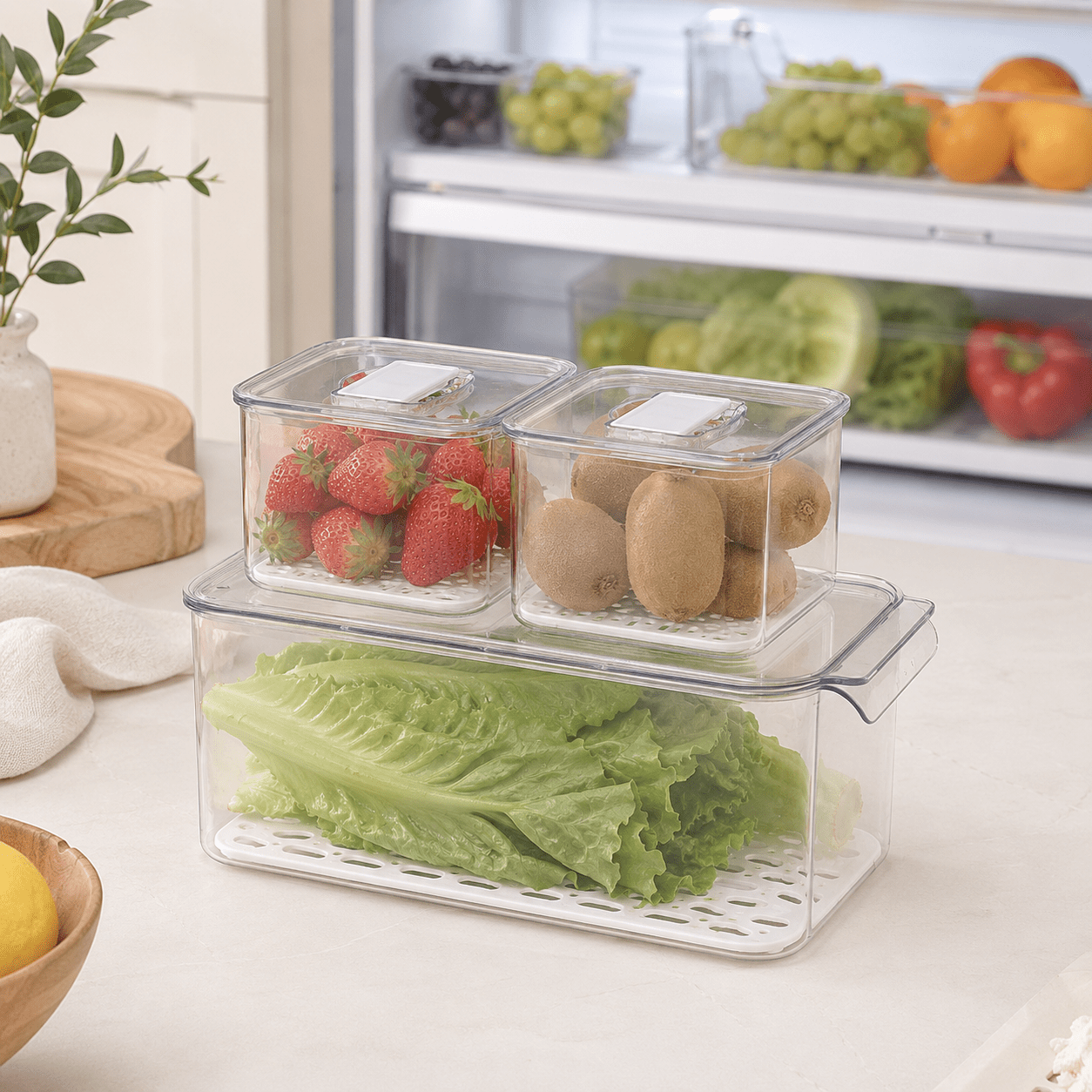 Luma & Home Fresh Keeper Fridge Storage Container 3-Piece Set