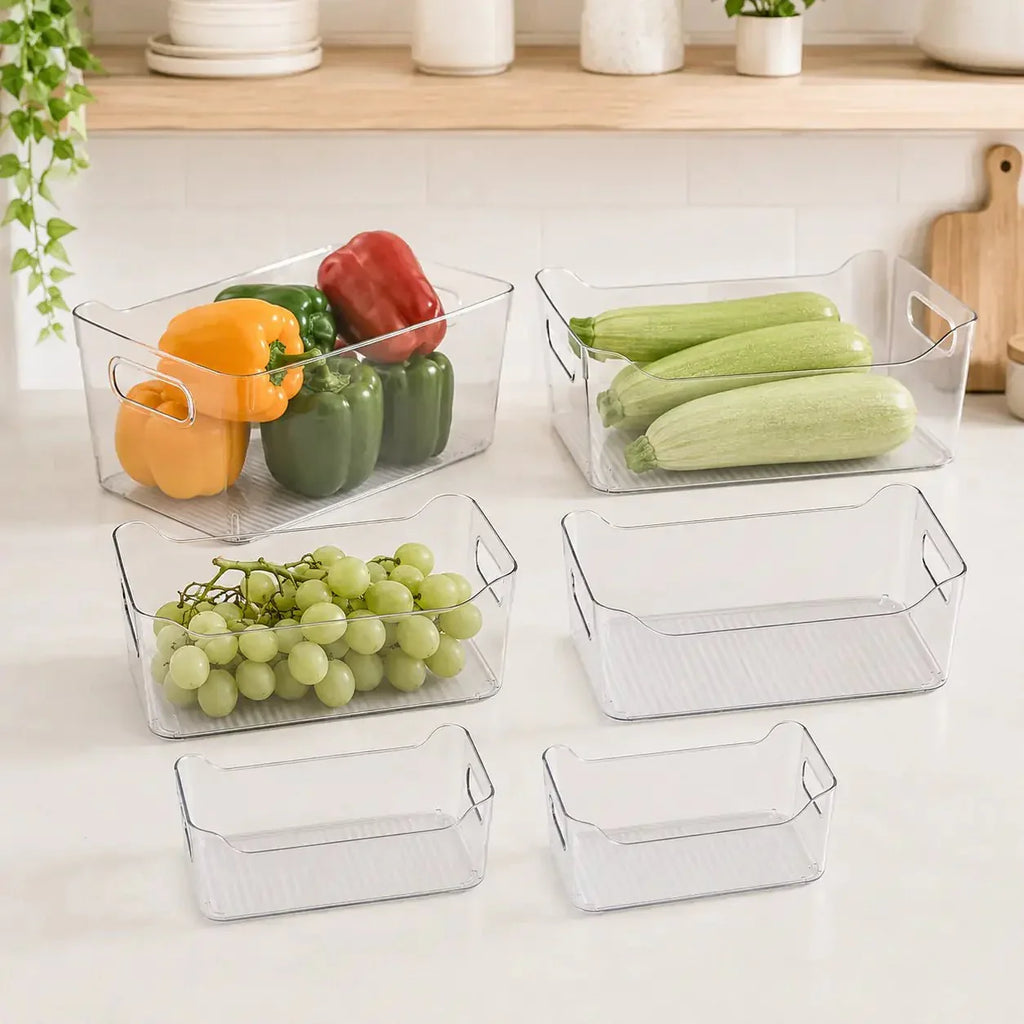 Luma & Home 6-Piece Clear Pantry and Fridge Storage Tub Set