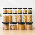 Luma & Home 18-Piece Rectangle Glass Pantry Storage Jar Set Black