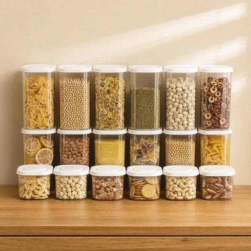 Luma & Home 18 Piece Glass Pantry Storage Jar Set White