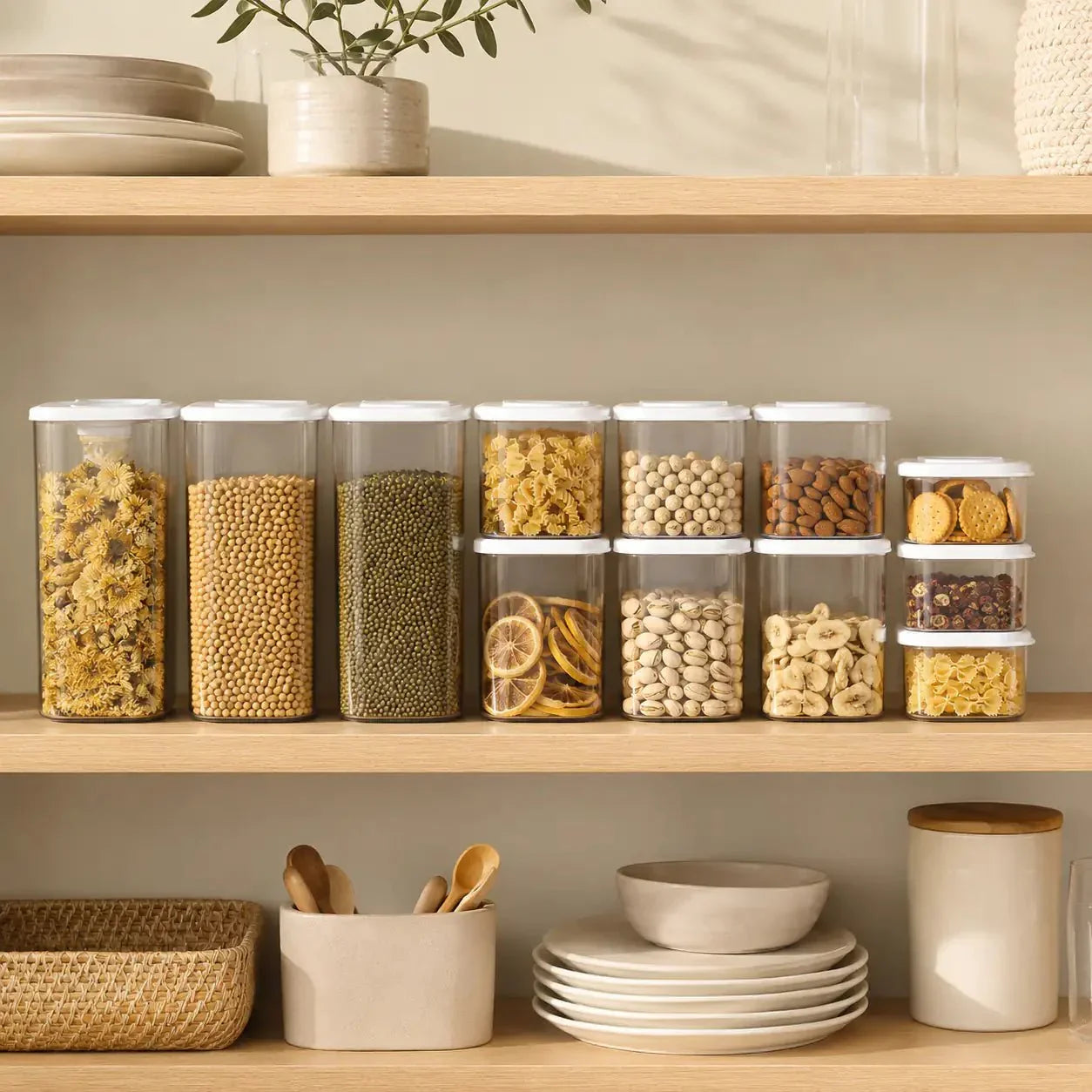 Luma & Home 18 Piece Glass Pantry Storage Jar Set White