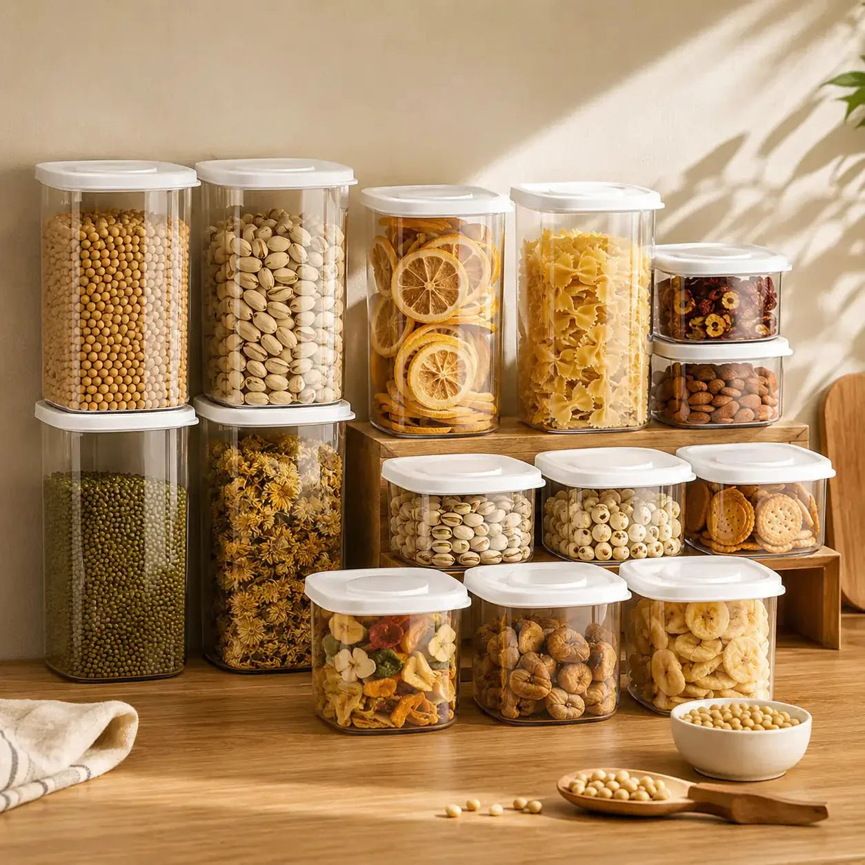 Luma & Home 18 Piece Glass Pantry Storage Jar Set White