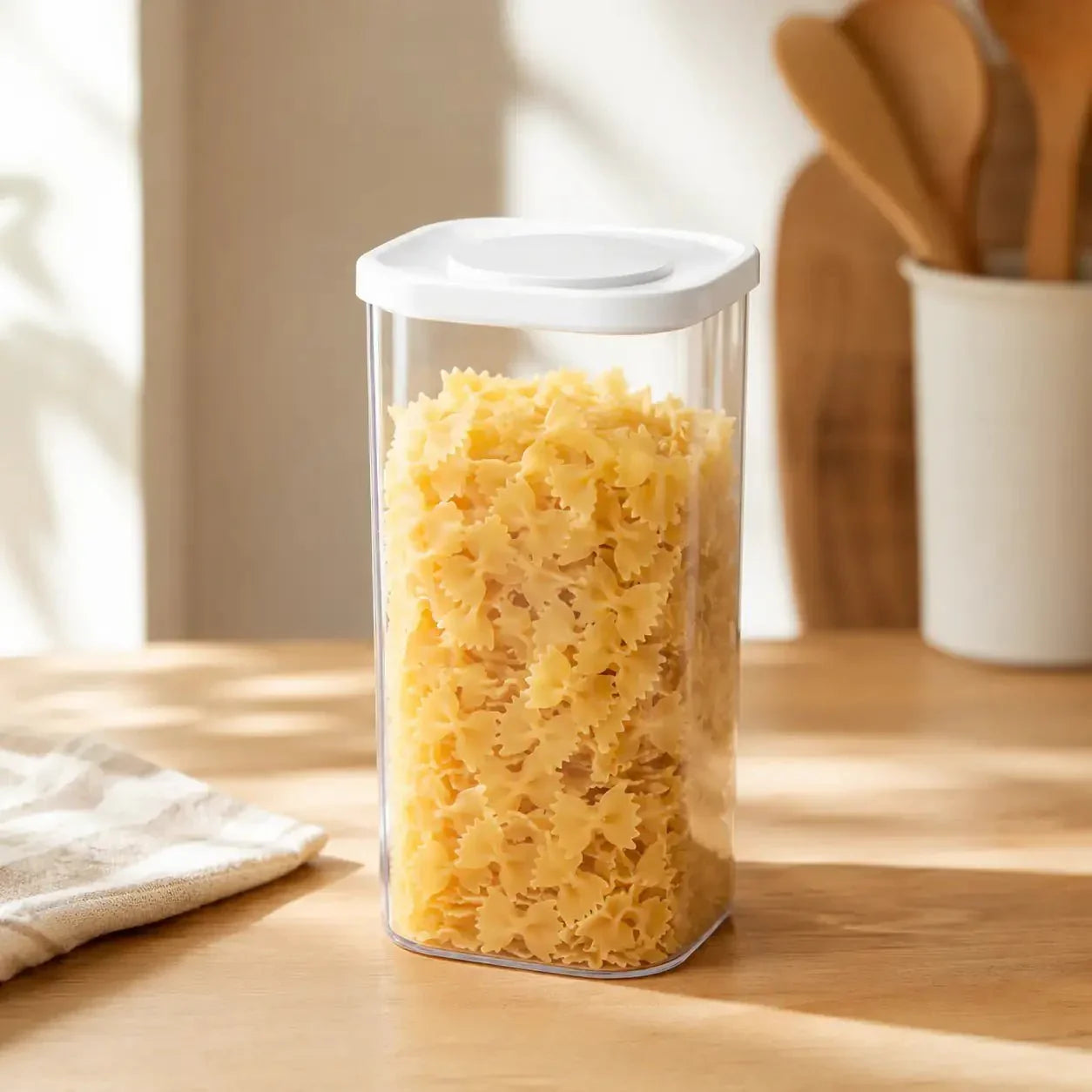 Luma & Home Rectangular Glass Pantry Storage Jar 1.8L White