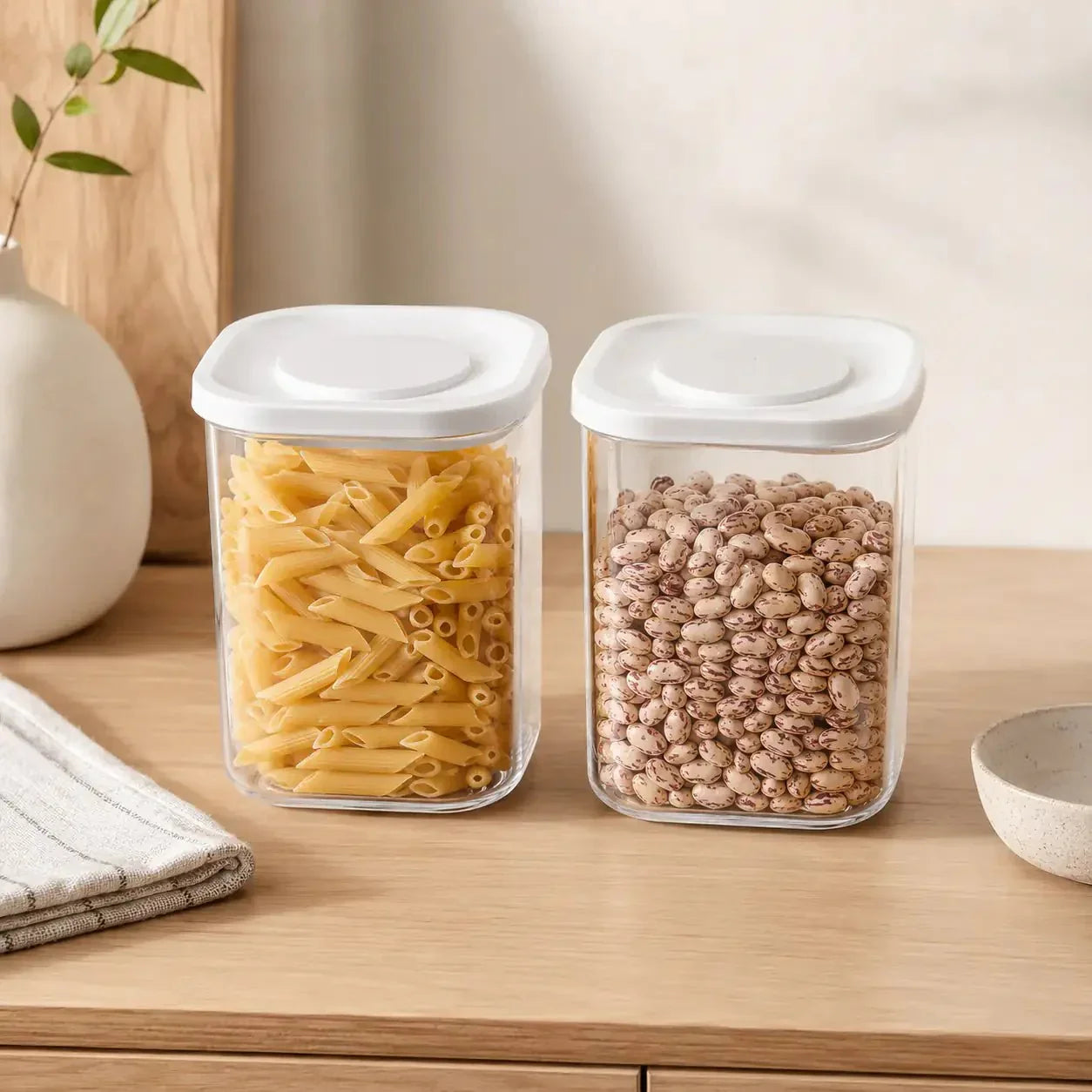 Luma & Home Rectangle Pantry Storage Jars 1.1L White 2-Pack