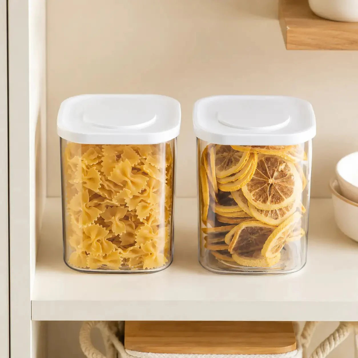 Luma & Home Rectangle Pantry Storage Jars 1.1L White 2-Pack
