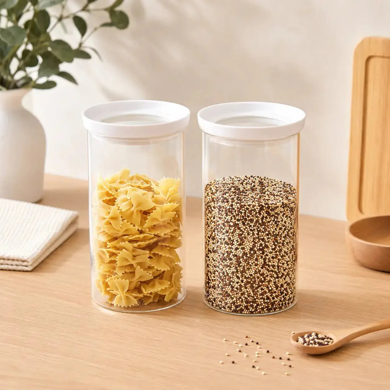 Luma and Home 1.3L Glass Pantry Storage Jar Set White