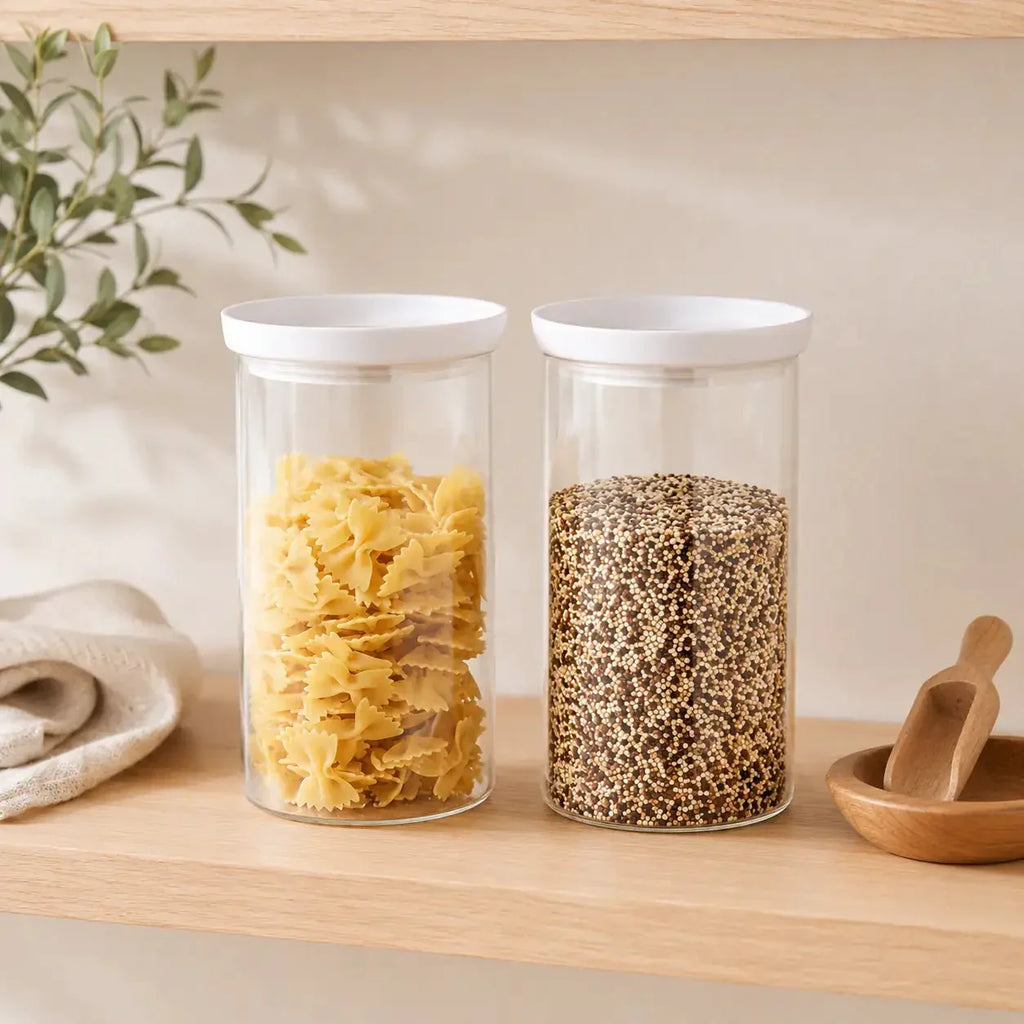 Luma and Home 1.3L Glass Pantry Storage Jar Set White