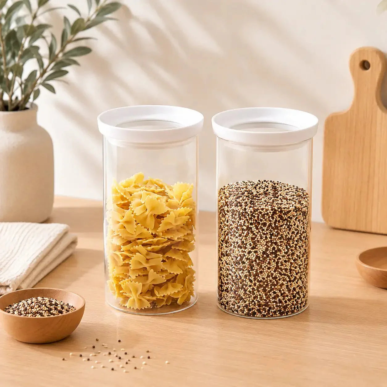 Luma and Home 1.3L Glass Pantry Storage Jar Set White