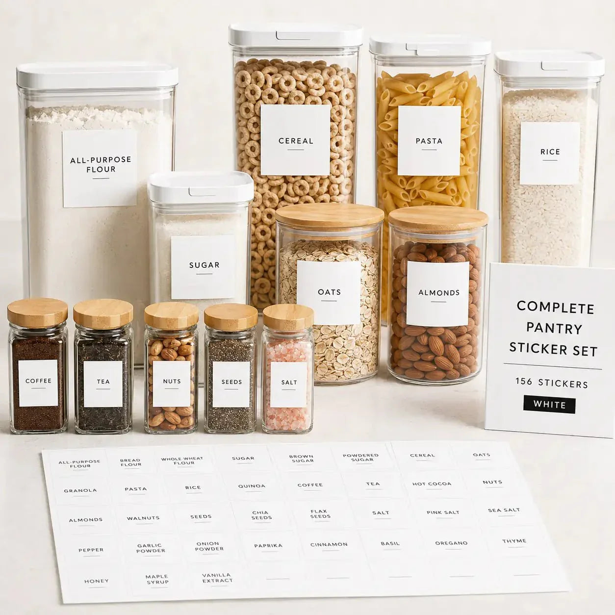 Luma & Home Pantry Sticker Set 156 Labels White