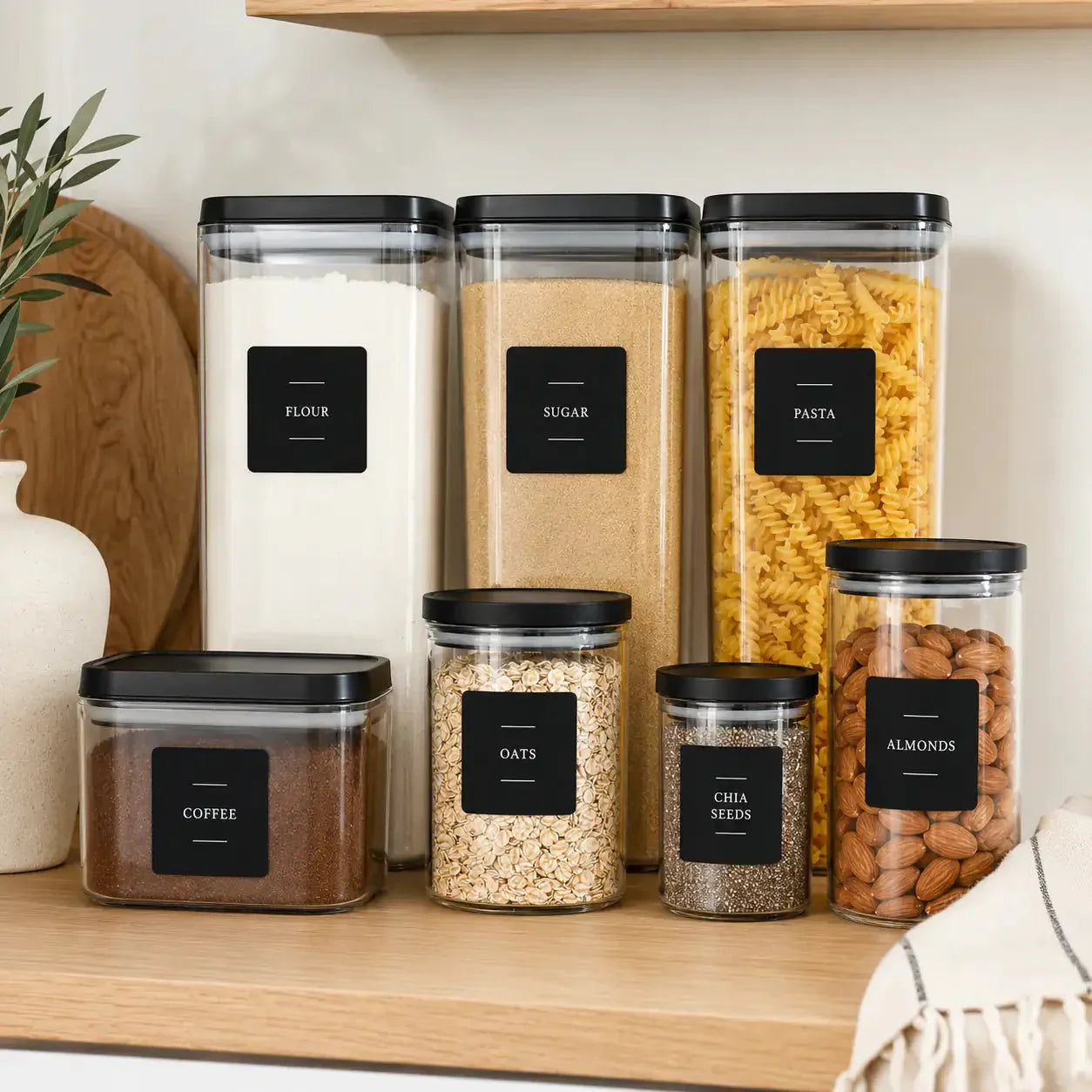 Luma & Home 156 Piece Pantry Label Sticker Set Black