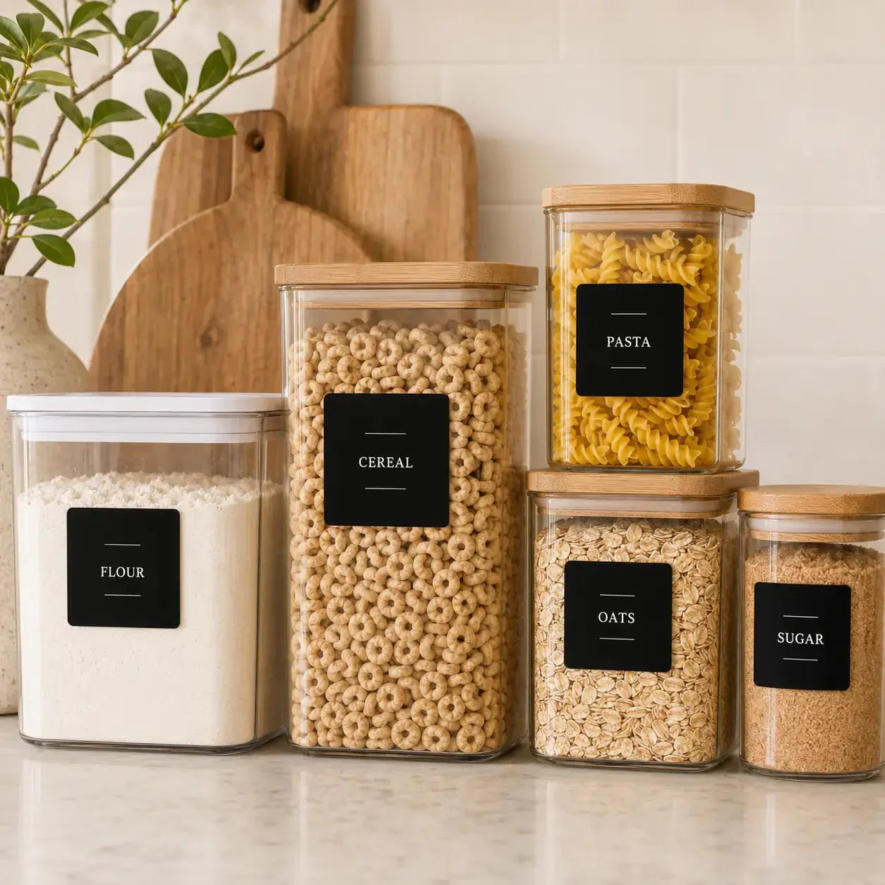 Luma & Home 156 Piece Pantry Label Sticker Set Black