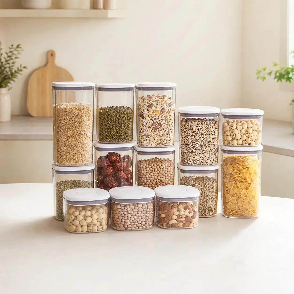Luma & Home 15-Piece Push Top Pantry Container Set White