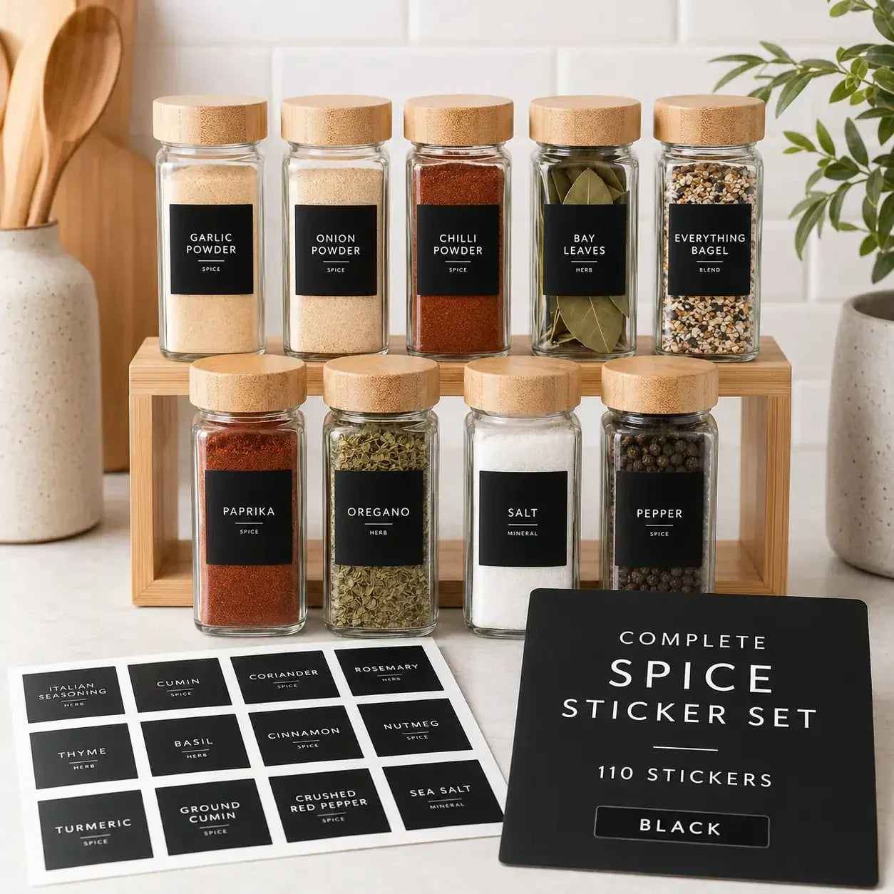 Luma & Home Complete Spice Sticker Set 110 Labels Black