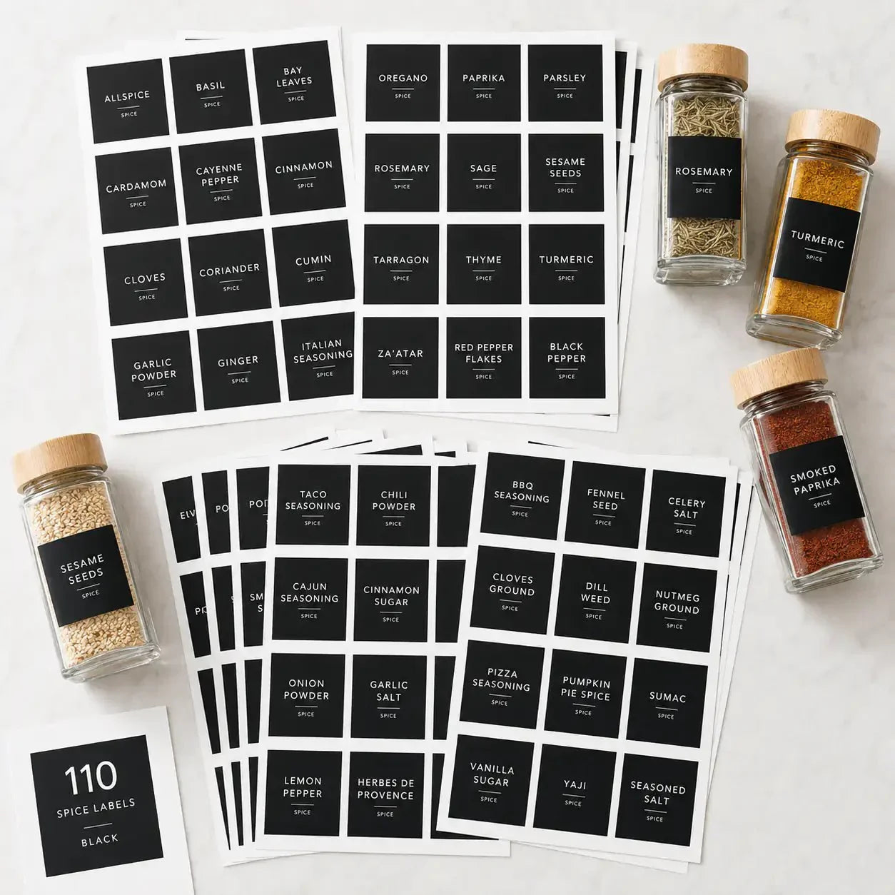 Luma & Home Complete Spice Sticker Set 110 Labels Black