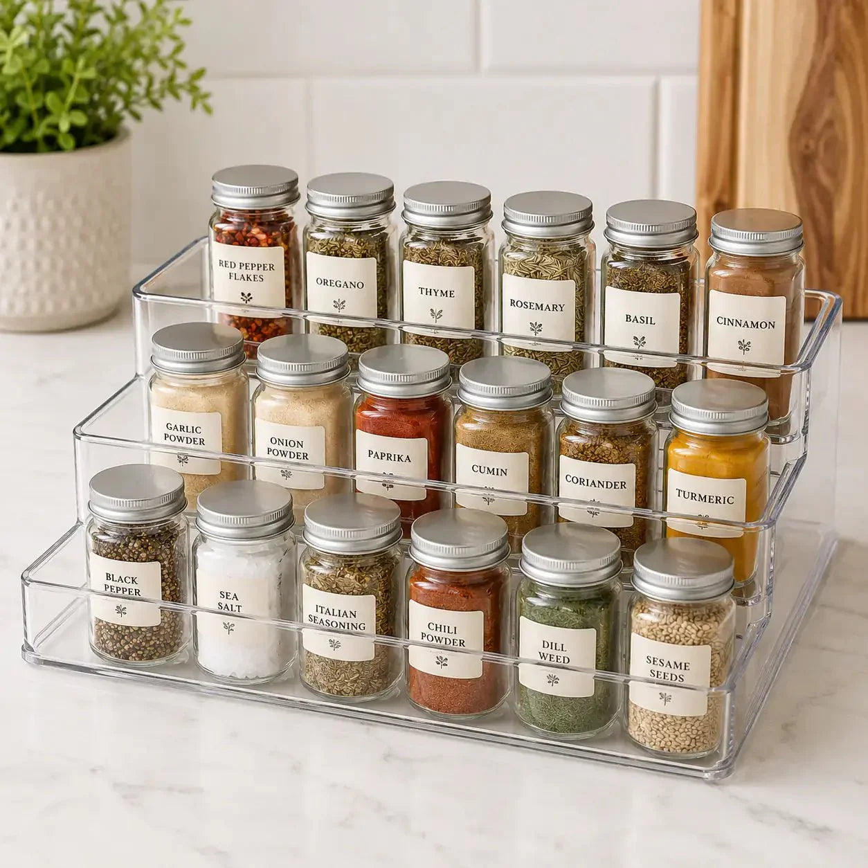 Luma & Home Tiered Spice Rack Large Clear