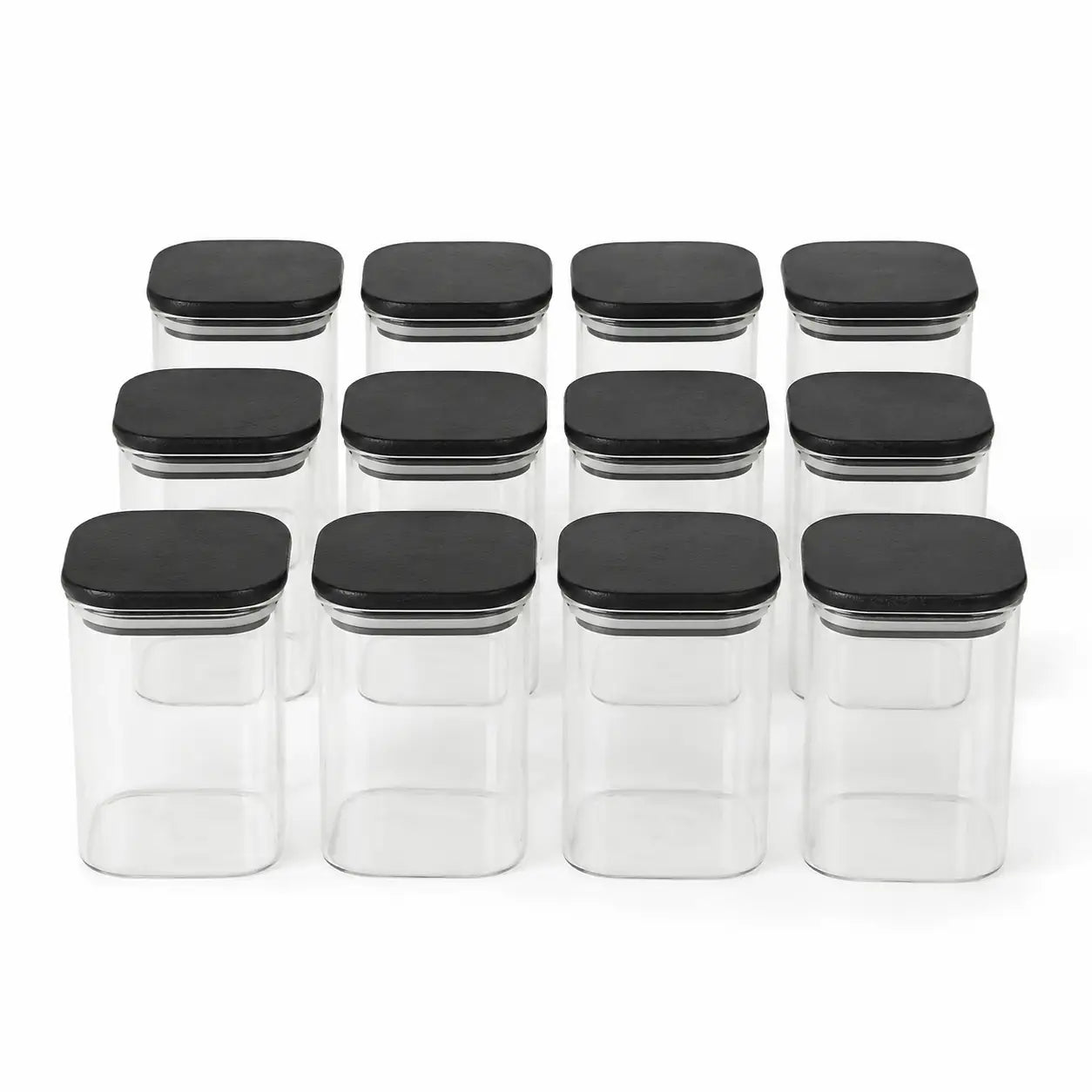 Luma & Home Push Top Spice Containers 12-Piece Set Black