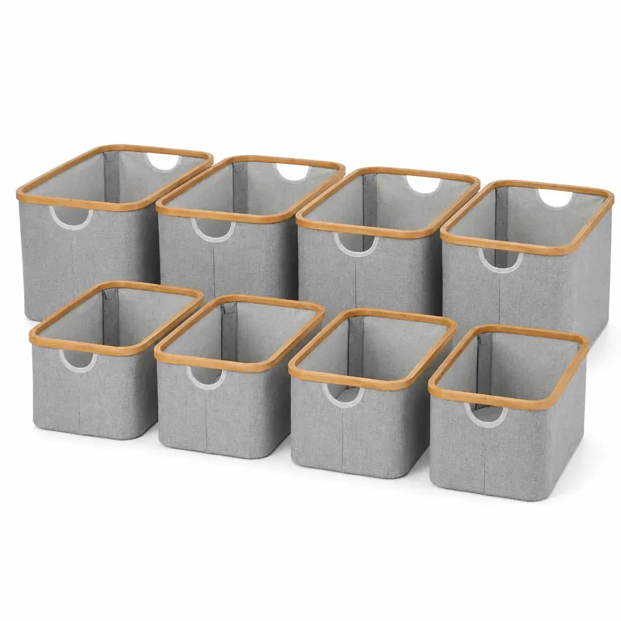Luma & Home 8-Piece Linen Storage Basket Set Light Grey